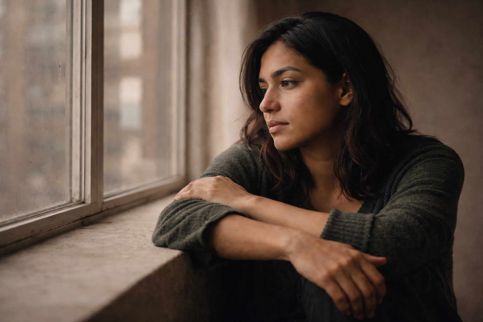 Person reflecting on mental health and immigration challenges